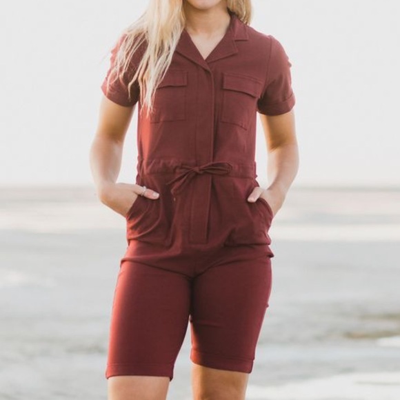 Piper & Scoot Lesley Bermuda Jumpsuit Drawstring - Picture 1 of 4